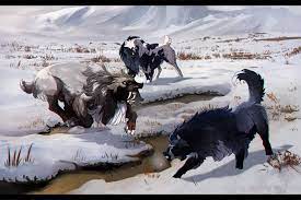 Or No Threat Too Small For These Boys Tokota Art Yesssss Getting These Awesome Beasts To Dominance I Did The Bg Wh Cartoon Animals Creature Art Wolf Dog