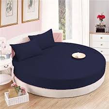 Navy Blue Round Sheet Set 84 Inch Diameter Comfy Solid Round Beds Round Bed Sheet Bed Sheet Sets