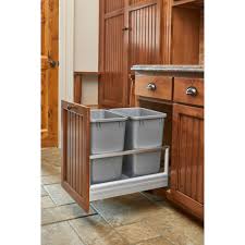 Space saver narrow outdoor kitchen trash drawer with plastic bin. Rev A Shelf Double Bin Pull Out 15 Cabinet Trash Recycling Center