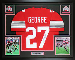 Ohio state university men's basketball. Eddie George Signed Ohio State Buckeyes 35x43 Custom Framed Jersey Display Jsa Coa