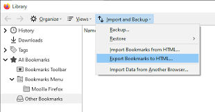 At the top, click more export bookmarks. Export Firefox Bookmarks To An Html File To Back Up Or Transfer Bookmarks Firefox Help
