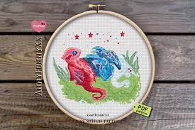 Cross stitch pattern tiger with baby tiger. Cross Stitch Pattern Dragon Fantasy Graphic By Annyfunnyxx Creative Fabrica