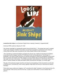 loose lips sink ships is an american