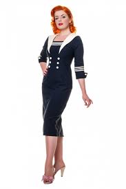 Louise Sailor Pencil Dress In Navy Vintage Sailor Dress Sailor Fashion Fashion