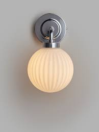 The brushed nickel finish adds a classic, modern touch, while the white opal glass features a flowery. John Lewis Partners Ribbed Opal Glass Bathroom Wall Light Polished Chrome