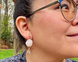 Opal Rose earrings, polymer clay earrings, minimalist earrings, Well made  earrings, Fast shipping