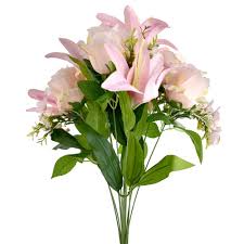 Pure garden lily floral arrangement with glass vase. Home Decor Poly Silk Tiger Lily Floral Stem Home Garden