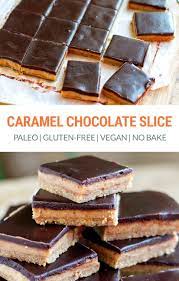 No Bake Paleo Chocolate Caramel Slice Irena Macri Food Fit For Life Recipe Baking Desserts Chocolate Caramel Slice