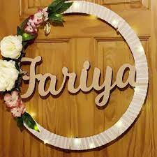 Asma Naz Sobia Naseer On Instagram Our Beautiful Name Wreaths Can Be Decorated To The Customers Taste Here We Have Added Led Faux Flowers Led Lights Wreaths