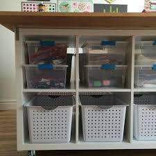 I Found Sterilite Bins That Fit Ikea Kallax Shelves Perfectly Which Is Incredibly Satisfying Craftroom Kallax Ikea Shelves Kids Workspace