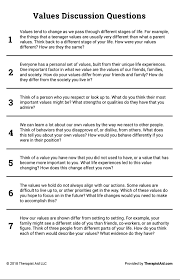 Values Discussion Question Taken From Therapist Aid Https Www Therapistaid Com Therapy Wo Solution Focused Therapy This Or That Questions Therapy Worksheets