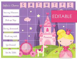 Editable Printable Princess Chore Chart Reward Chart Instant Download Pdf File Free Printable Chore Charts Printable Chore Chart Printable Reward Charts