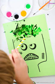 Place the straw over your paper and let go. Zombie Blow Painting Activity For Kids With Free Printable Fun Loving Families