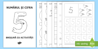 Exerciții de numărare a elementelor unei mulțimi; NumÄƒrul È™i Cifra 5 BroÈ™urÄƒ Cu ActivitÄƒÈ›i