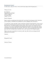 Truck Driver Cover Letter Template