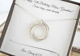 Wool is supposed to symbolize the ideas of renewal and warmth. 70th Birthday Gift For Mom And Gradmom Necklace 7th Anniversary Gift For Women Grandmothers Necklace 7 Rings Necklace Anniversary Gifts