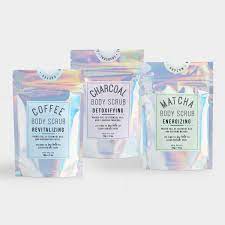 Holographic Radiant Skin Body Scrub Collection World Market Body Scrub Skincare Packaging Bath Products Packaging