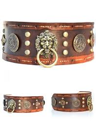 The Nordic Lion Magnificent Leather Dog Collar Made To Order Free Shipping 149 95 Via Etsy Leather Dog Collars Big Dog Collars Dog Collars Leashes