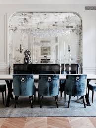 Antique Tiles In Recessed Nook Very Formal And Glam Blue Dining Room Decor Traditional Dining Room Furniture Dining Room Blue