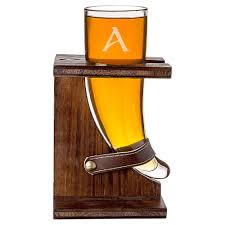 Cathy S Concepts 16 Oz Personalized Glass Viking Beer Horn With Rustic Stand D Beer Horn Vikings Beer Personalized Glass