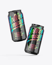 Two Glossy Cans Mockup In Can Mockups On Yellow Images Object Mockups