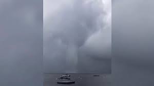 A man on another ship captures the scary moment a large waterspout passes over a ship. Massive Waterspout Filmed Near Southern Shore Of Singapore Bbc News