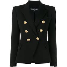 Black Blazer With Gold Buttons Womens Balmain Blazer With Padded Shoulders And Gold Buttons Balmain Blazer Balmain Jacket Double Breasted Blazer