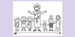 Download this adorable dog printable to delight your child. Jesus With Children Colouring Page Colouring Sheets