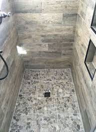 53 Ideas For Bathroom Wood Tile Shower Pebble Floor Wood Tile Shower Pebble Tile Shower Shower Tile Designs