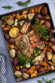 Sheet Pan Garlic Herb Salmon Lobster Veggies Orchids Sweet Tea Recipe In 2020 Easy Sheet Pan Recipes Recipes Easy Weeknight Meals