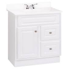 The vanity features full sized doors, a white vanity top with an integral white bowl and a decorative toe kick. American Classics 30 Inch White Hampton Vanity Hwh30d Home Depot Canada Bathroom Vanity Vanity Small Bathroom Remodel