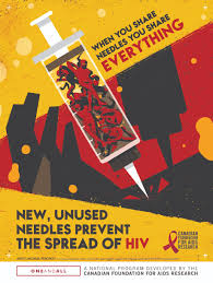 A poster is a temporary promotion of an idea, product, or event put up in a public space for mass consumption. English Poster Clean Needles Canfar