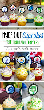 Inside Out Cupcakes With Free Printable Toppers Recipe Inside Out Cakes Inside Out Party Ideas Party Snacks