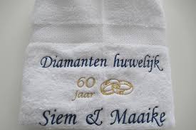 Diamanten Huwelijk Cadeau 60 Jaar Getrouwd Huwelijkskado Borduur Kado