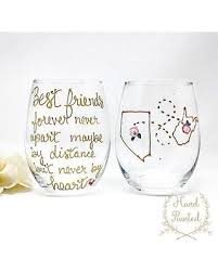 Amazing Deal On Personalized Best Friends Gift For Women Long Distance Best Friends Forever Wine Glass With States Or Countries Perfect Birthday Gift Stemmed Or Stemless Hand Painted This popular shape is appropriate for any type of beverage.
