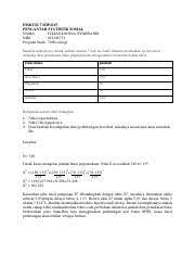 Globalisasi adalah suatu proses di mana antar individu, antar komunitas, dan antar bangsa saling berinteraksi, dan memengaruhi satu sama lain. Diskusi 8 Pengantar Statistik Sosial Nama Bayu Rifqi Baykuni Nim 031176473 Diskusi 8 Pengantar Statistik Sosial Sebuah Penelitian Ingin Course Hero