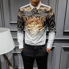 Black And Gold Dress Shirt Mens 2019 Mens Gold Shirts Social Club Shirt Autumn Luxury Baroque Shirts C Geekbuyig Mens Designer Shirts Fashion Suits For Men Gold Shirt