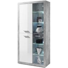 Une vitrine réfrigérée possède des faces vitrées avec un éclairage en led qui permet d'exposer tous les produits aux clients. Stone Vitrine Led Style Contemporain Decor Beton Et Blanc Brillant L 92 Cm Lemarchand