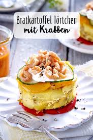 Bratkartoffel Tortchen Mit Krabben Rezept Bratkartoffel Rezepte Lebensmittel Essen