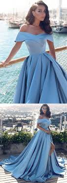 Gorgeous Ball Gown Off The Shoulder Satin Split Blue Long Prom Dresses Elegant Princess Dresses Prom Dresses With Pockets Prom Dresses Prom Dresses Modest