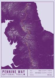 pennine way national trail map print