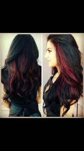 Black And Dark Red Highlights Peekaboo Highlights Black Hair With Highlights Hair Highlights Hair Styles
