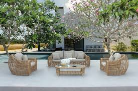 Sandra - Outdoor Beige + Wicker Sofa Set