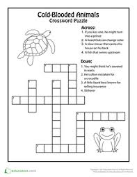Animal Crossword Cold Blooded Animals Worksheet Education Com Science Worksheets Life Science Worksheets