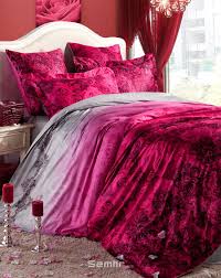 Hot Pink Water Color Design In Silk And Crushed Velvet Duvet Cover Master Bedroom Bedroom Furniture Makeover Stylish Beds