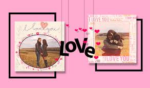Bingkai dengan hati berlian, kolase dengan setangkai tanaman hijau. Love Frames Collage By Picsart