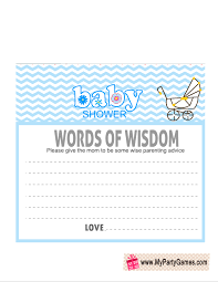 Let your baby shower guests write the new baby some wishes for the future. Free Printable Words Of Wisdom Cards