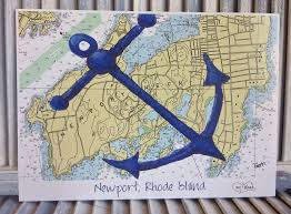 Anchor Print With Newport Ri Nautical Chart Nautical