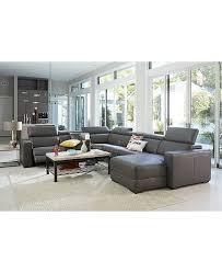 Furniture Nevio Leather Power Reclining Sectional Sofa With Articulating Headrests Collection Created For Macy S Reviews Furniture Macy S Power Reclining Sectional Sofa Sectional Sofa With Recliner Reclining Sectional