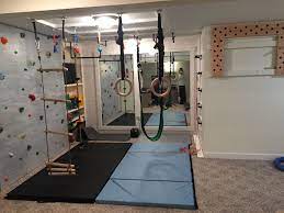 Indoor Basement Playgroundninja Warrior Gymclimbing Wallpegboard Climberindoor Swinggymnastic Ringschin-up Home Gym Basement Home Gym Design Basement Gym